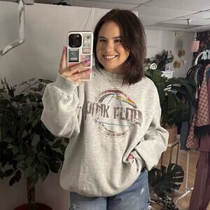 Pink Floyd Crew Neck Distressed Pullover Sweatshirt Gray Size 1X